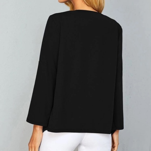 Waterfall open front blazer cardigan roll sleeve - Picture 13 of 16